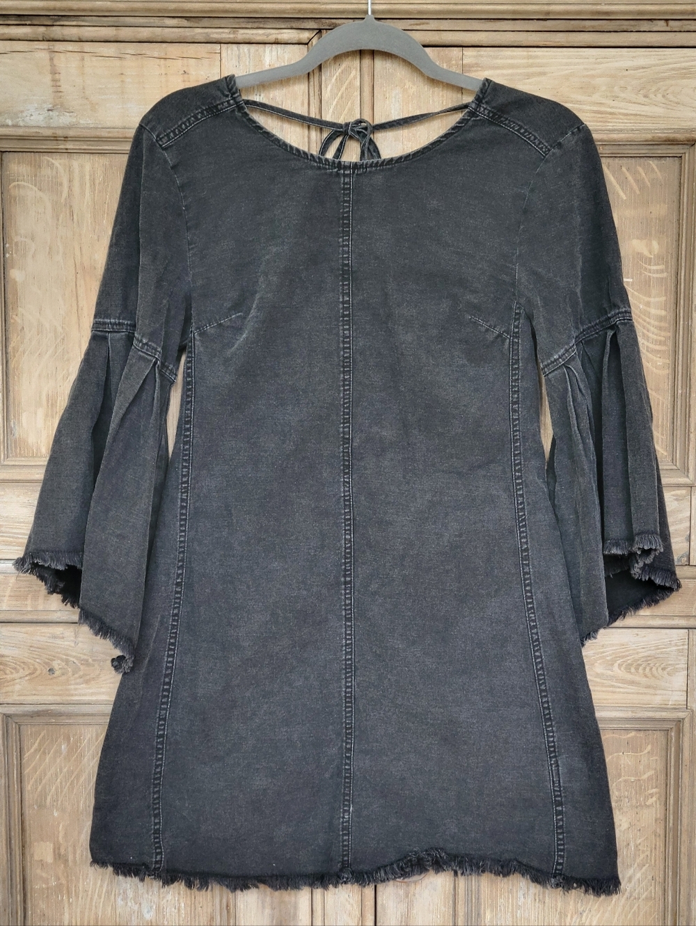 We The Free Denim Bell Sleeve Mini Dress